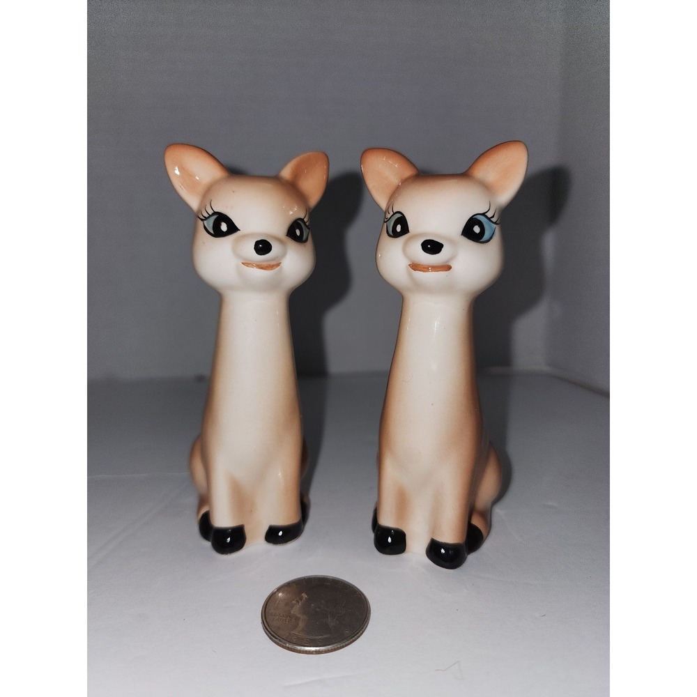 Reproduction Ceramic‎ Deer Pair Salt and Pepper Shakers